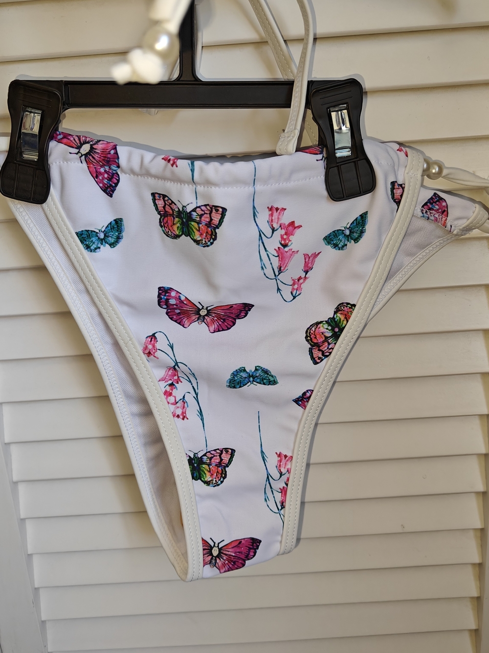 Amazon White Butterfly Print Bikini Set Women's Size M - Picture 4 of 8